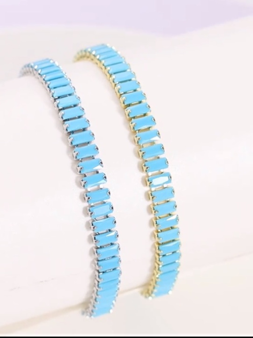 Turquoise Bar Tennis Bracelet - Clasp closure - Silver or Gold